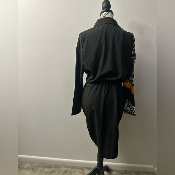 Chic Black and Orange Animal Print Midi Dress - Picture 7 of 7